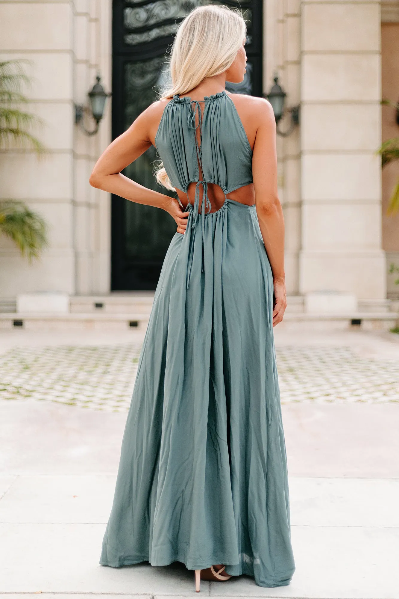 "Exhibit A" Cut-Out Maxi Dress (Dark Sage)