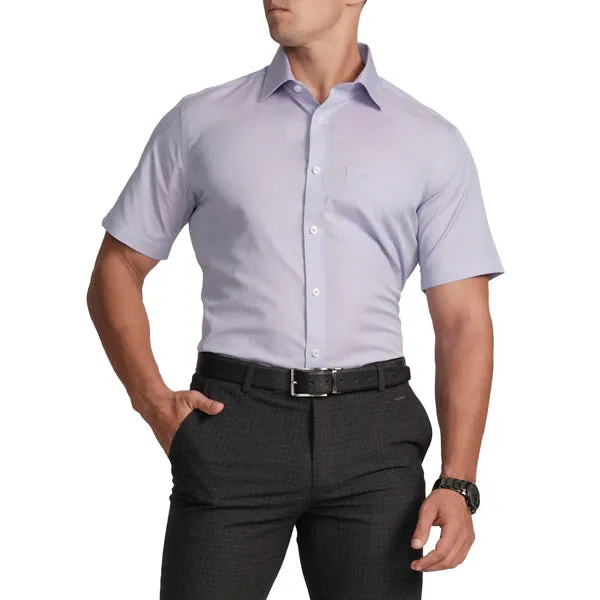 Slim Fit Short Sleeve Formal Shirt with American Placket-Lavender