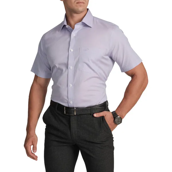 Slim Fit Short Sleeve Formal Shirt with American Placket-Lavender