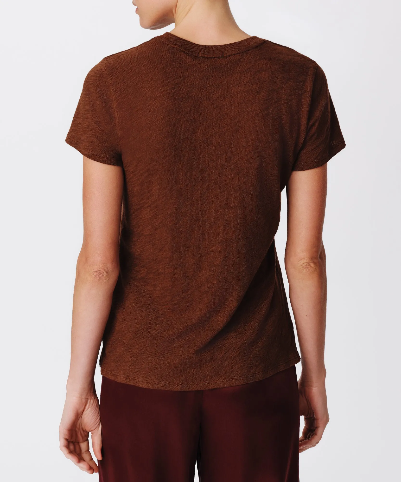 Slub Jersey Schoolboy Short Sleeve Crew Neck Tee - Pecan Brown