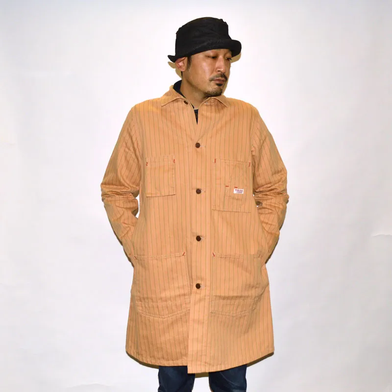 TCB jeans "Tabby's Coat Brown Soda Stripe" 10oz Herringbone Shop Coat