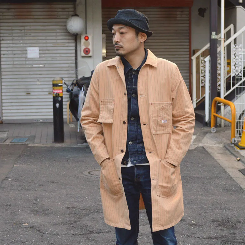 TCB jeans "Tabby's Coat Brown Soda Stripe" 10oz Herringbone Shop Coat