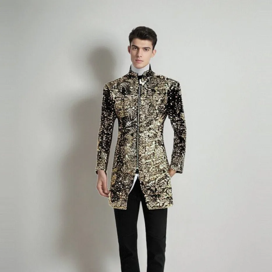 The Jessen Sequin Long-Tail Mandarin Collar Jacket