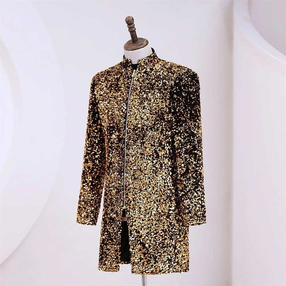 The Jessen Sequin Long-Tail Mandarin Collar Jacket