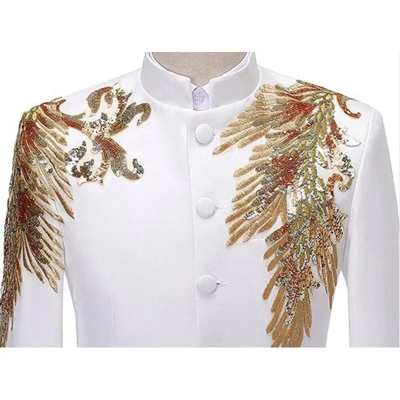 The Palms Embroidered Mandarin Collar Jacket - Multiple Colors