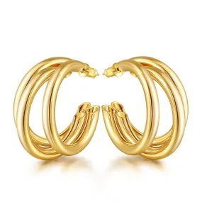 Thick Gold Chunky Hoop Earrings Lightweight Huggie Hoops For Women