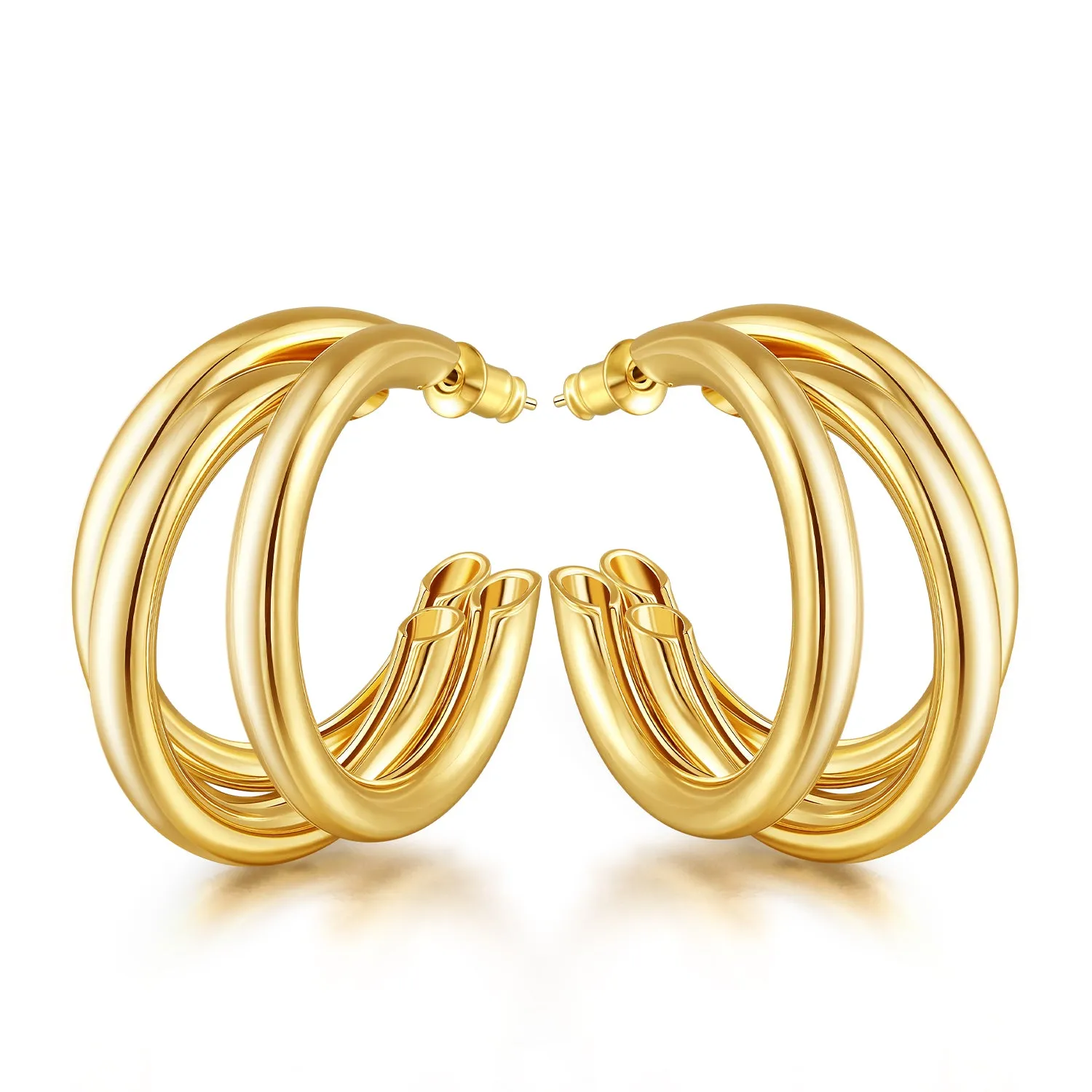 Thick Gold Chunky Hoop Earrings Lightweight Huggie Hoops For Women