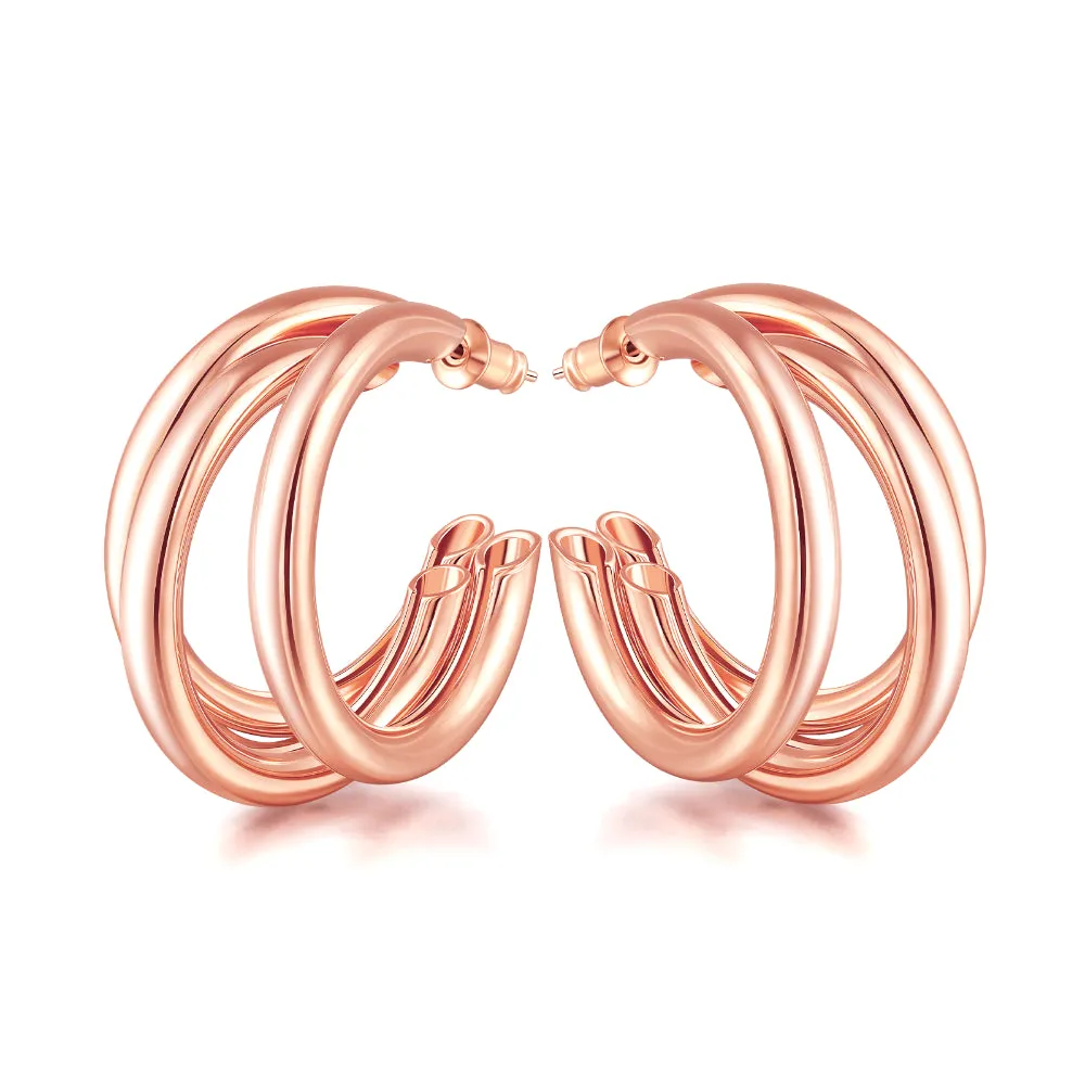 Thick Gold Chunky Hoop Earrings Lightweight Huggie Hoops For Women