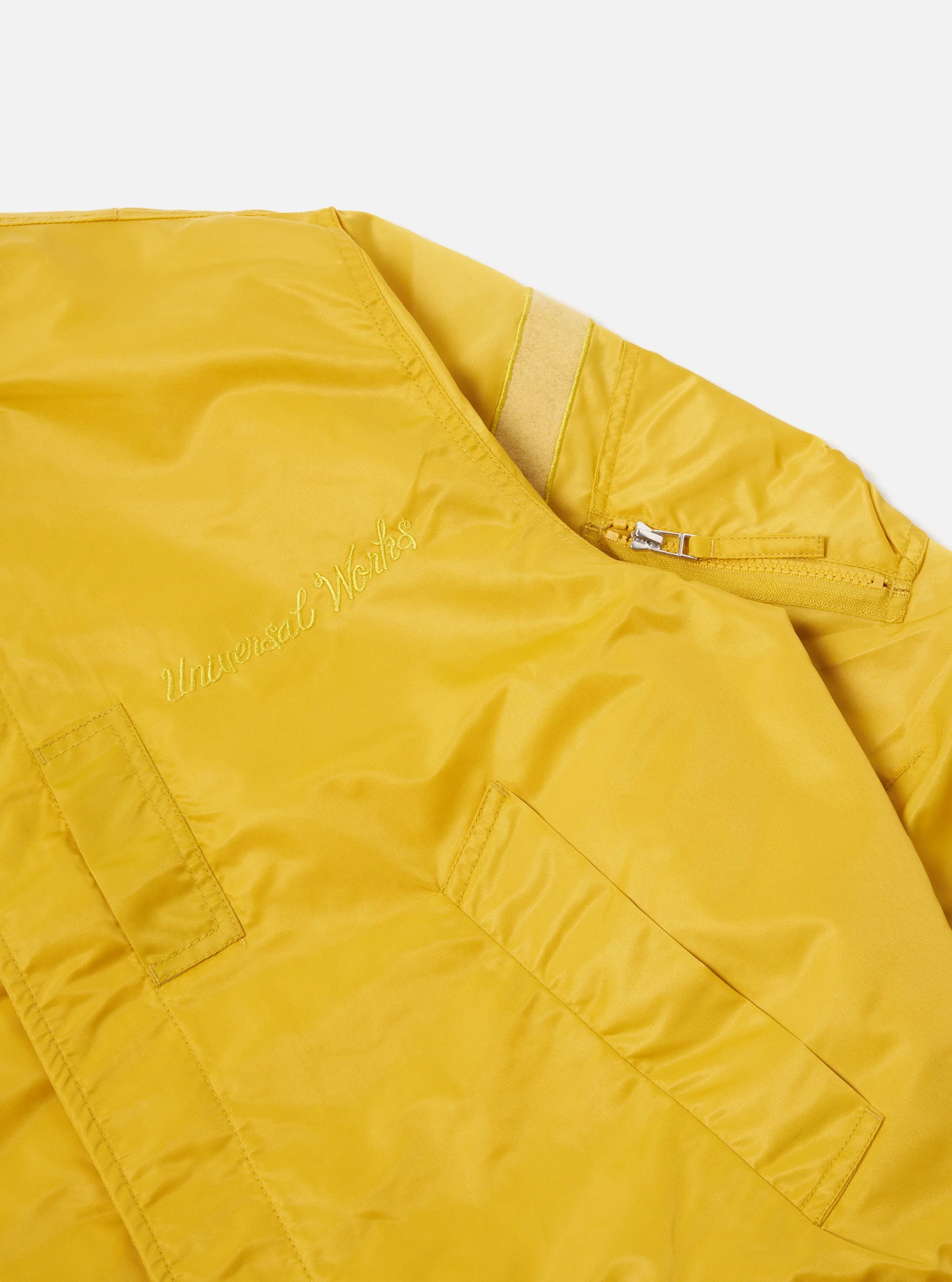 Universal Works Badge Bomber in Yellow Flight Nylon