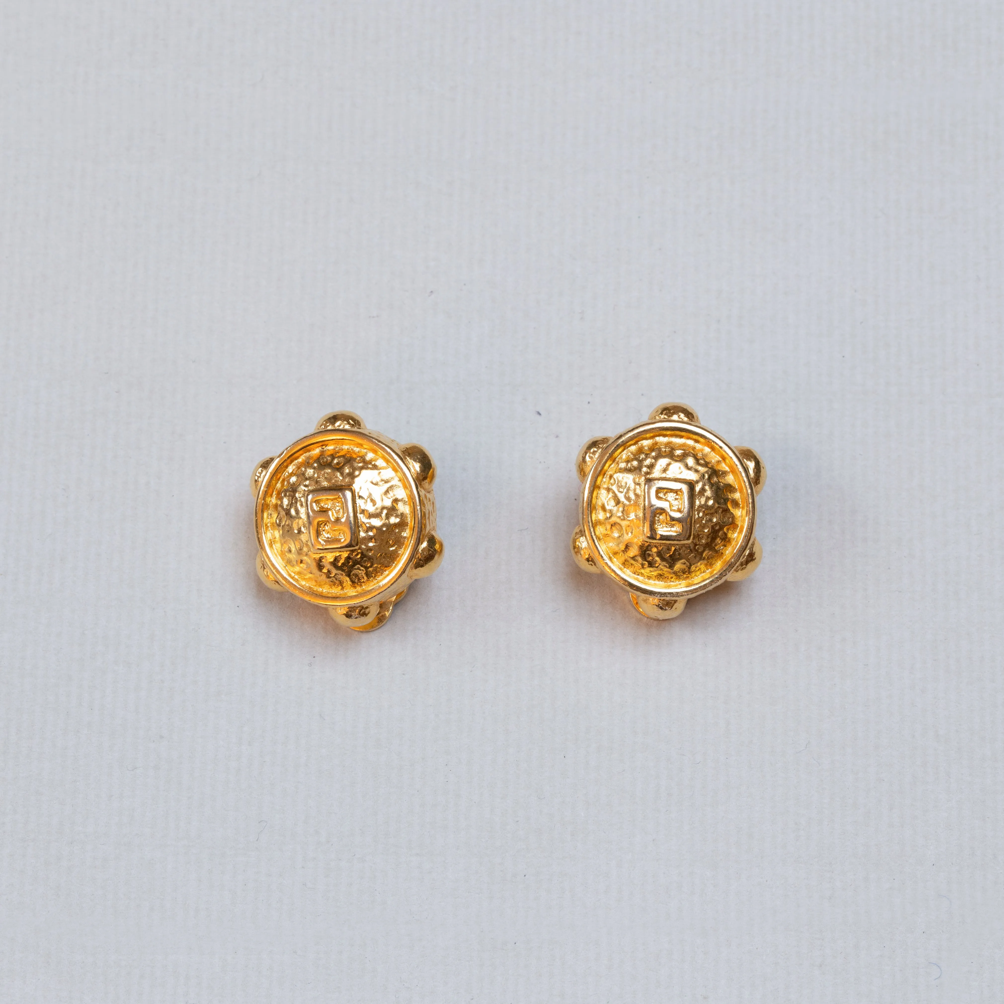 Vintage Fendi Gold Clip-on Earrings