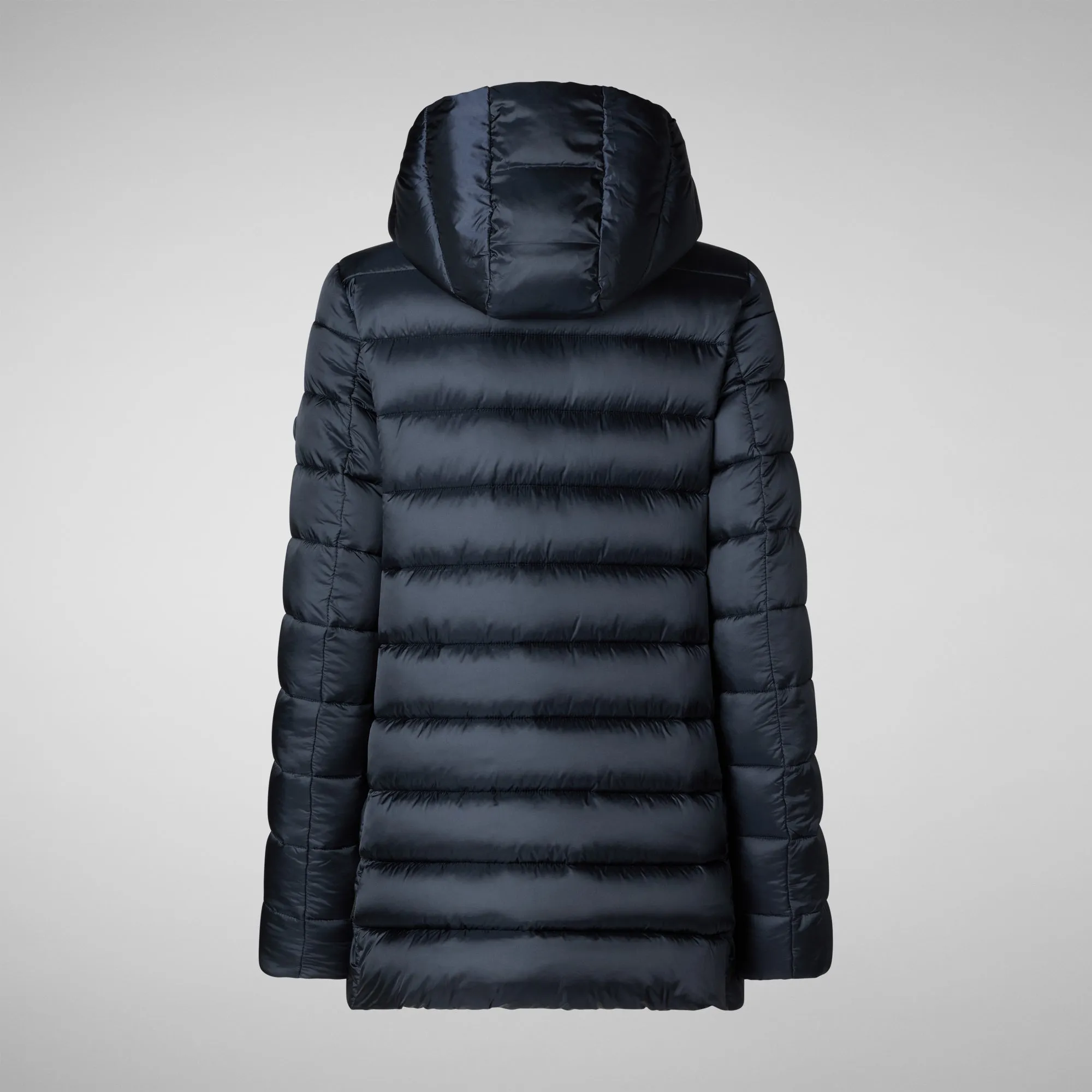 Woman's animal free hooded puffer jacket Drimia in blue black