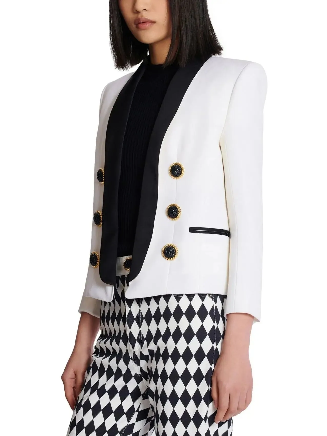 Women’s Double-Breasted Bicolor Tuxedo Jacket