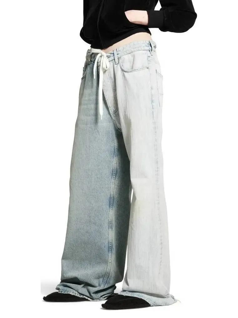 Women’s Drawstring-Waist Two-Toned Jeans