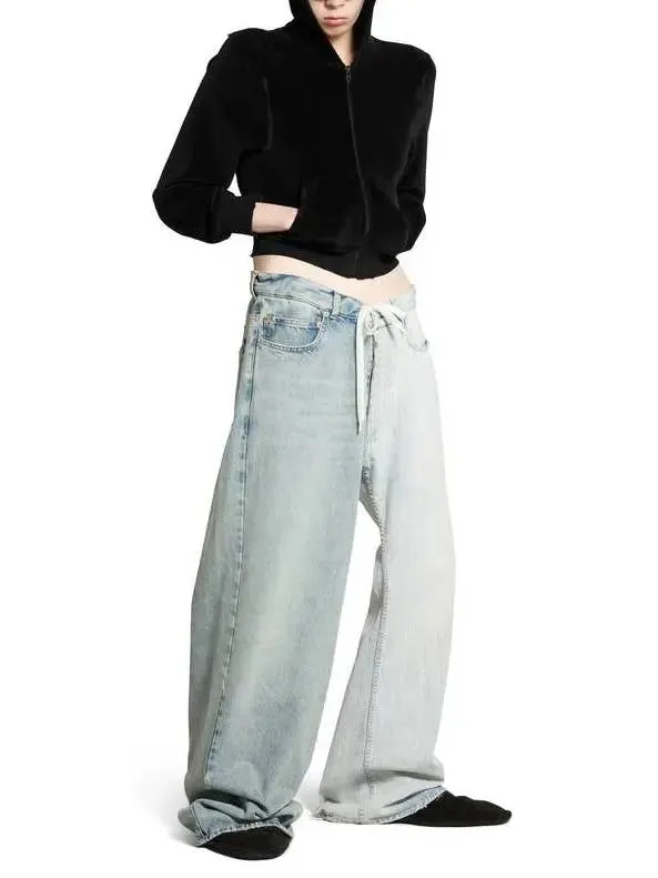 Women’s Drawstring-Waist Two-Toned Jeans