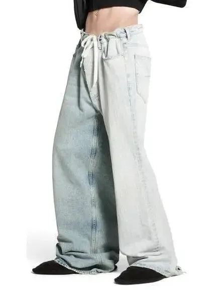 Women’s Drawstring-Waist Two-Toned Jeans